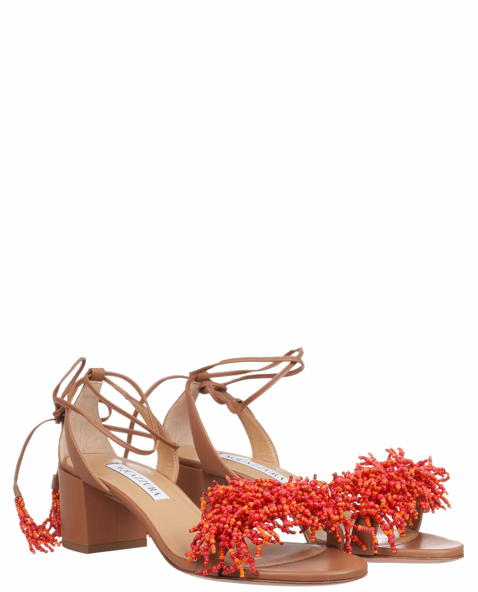 Aquazzura Panarea Beaded Detail Heel Sandals