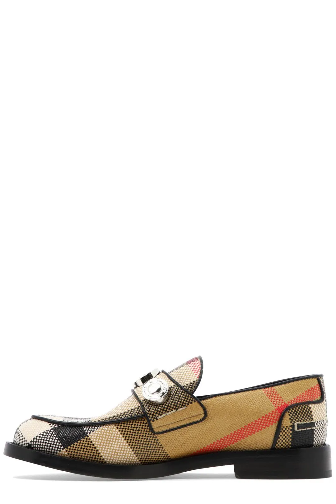 Burberry Checked Stud Detailed Loafers