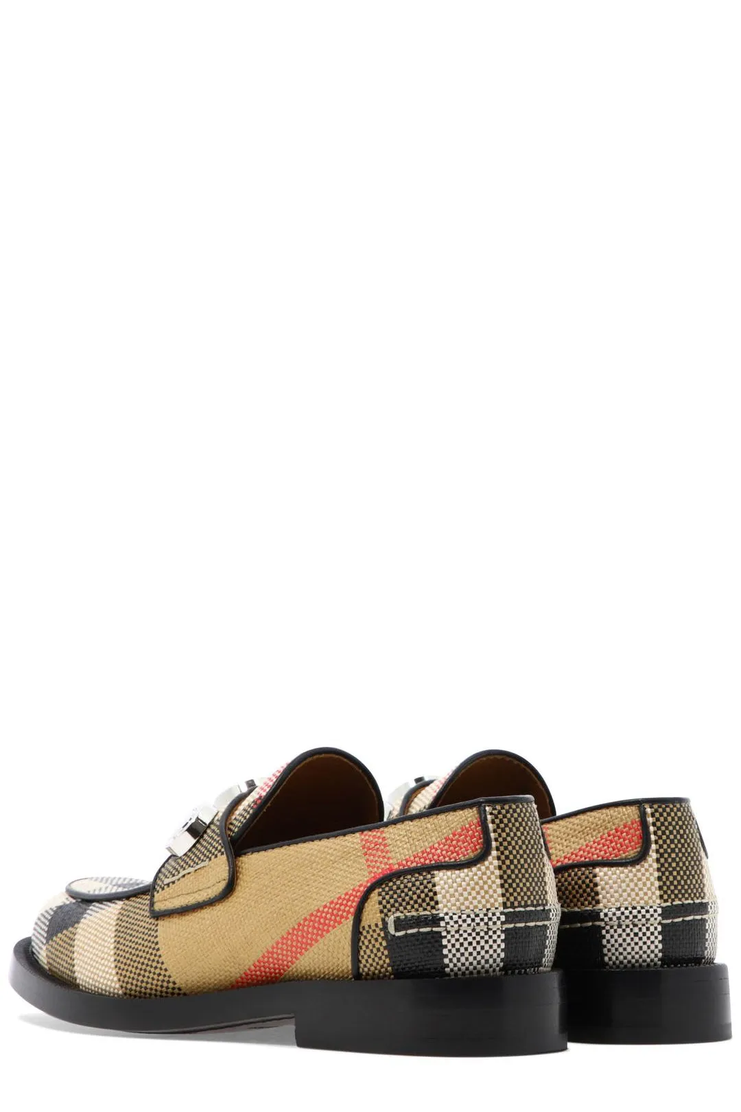 Burberry Checked Stud Detailed Loafers