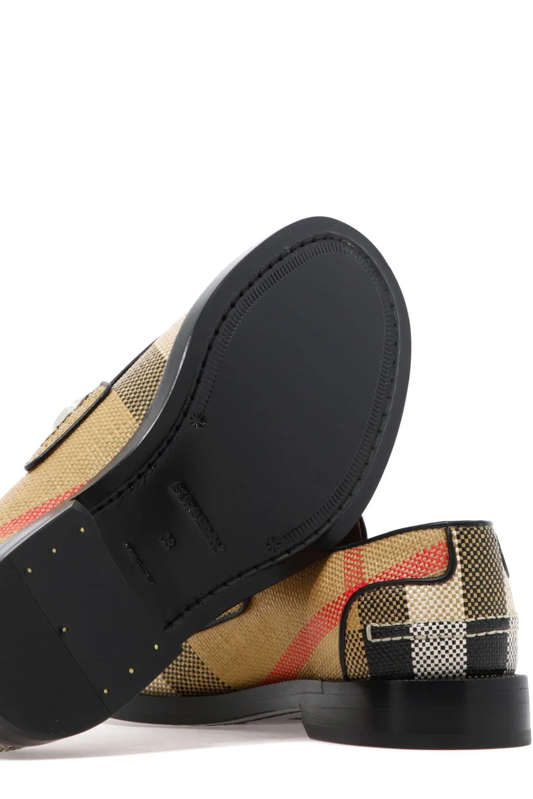 Burberry Checked Stud Detailed Loafers