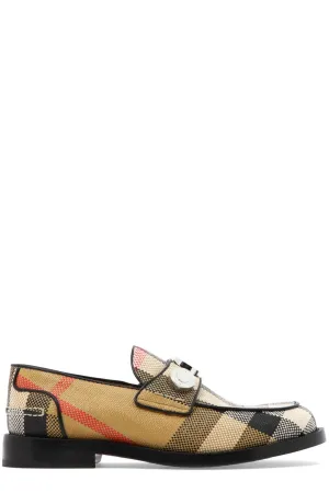 Burberry Checked Stud Detailed Loafers