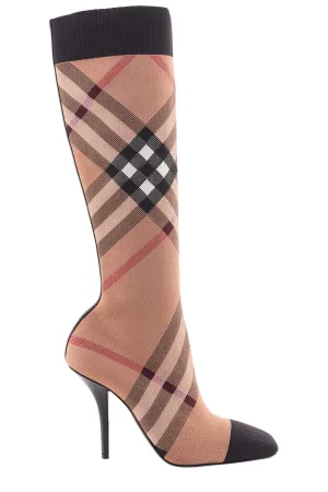 Burberry Knitted Check Sock Boots