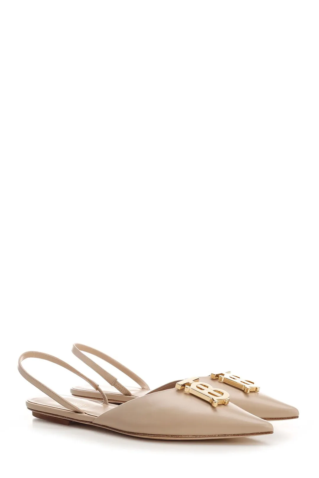 Burberry Logo Plaque Slingback Flats