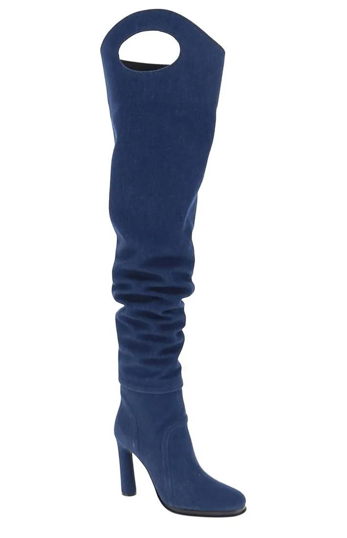 Burberry Porthole Detail Denim Boots