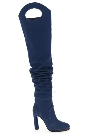 Burberry Porthole Detail Denim Boots