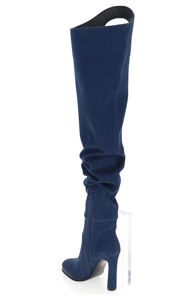 Burberry Porthole Detail Denim Boots