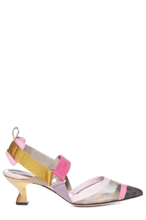 Fendi Colibr Mesh Slingback Pumps