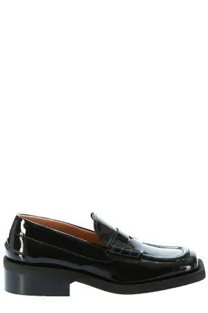 Ganni Square-Toe Slip-On Loafers