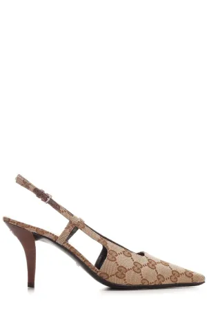 Gucci Allover GG Logo Slingback Pumps