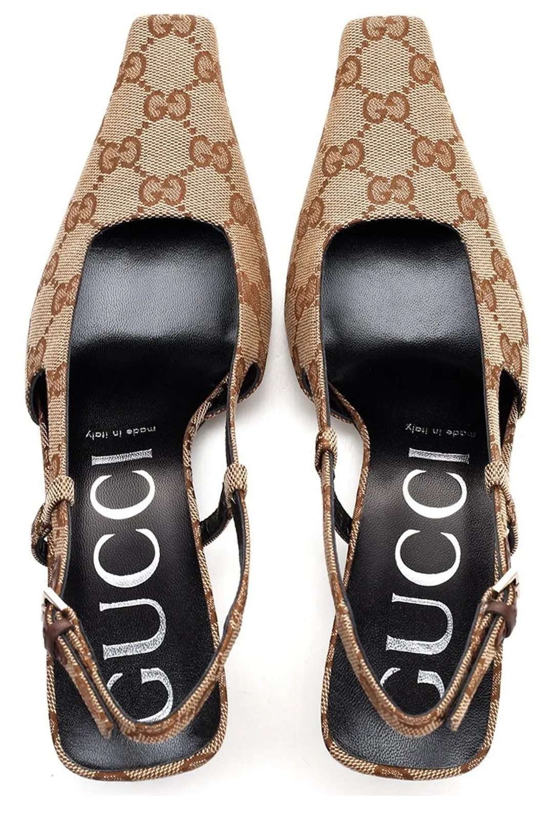 Gucci Allover GG Logo Slingback Pumps