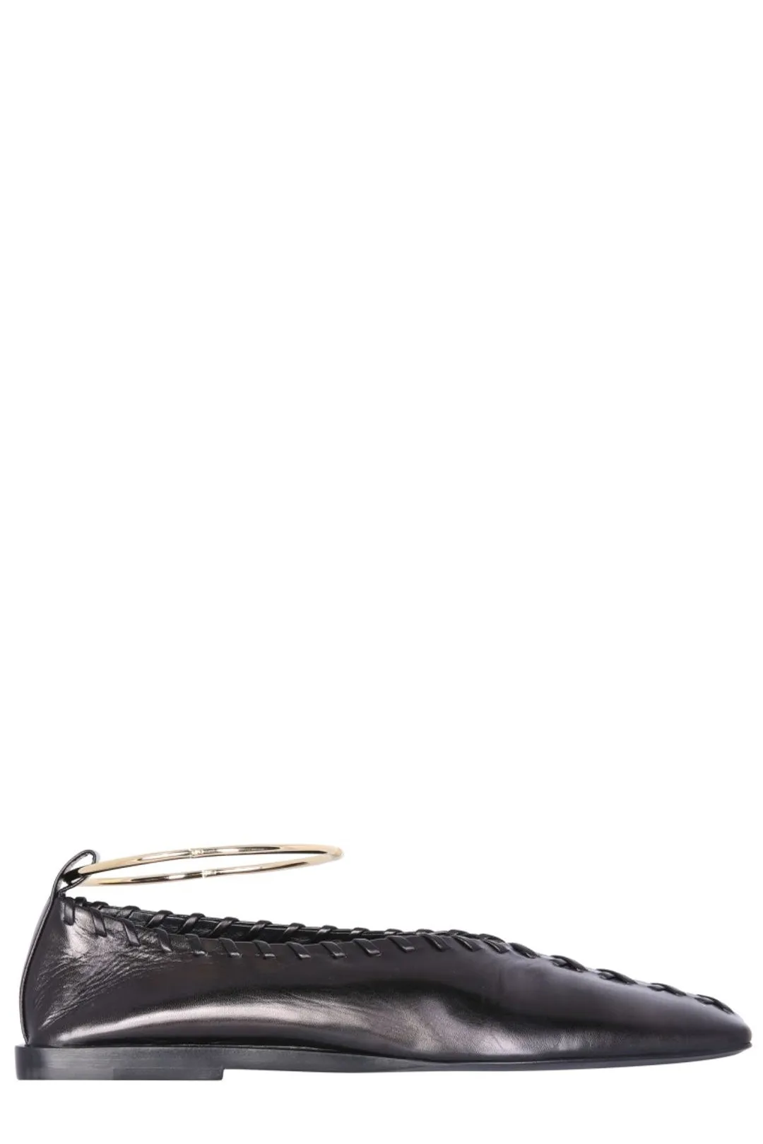 Jil Sander Stitch-Detailed Anklet Ballerina Flats