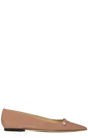Jimmy Choo Rosalia Pointed-Toe Ballerina Flats