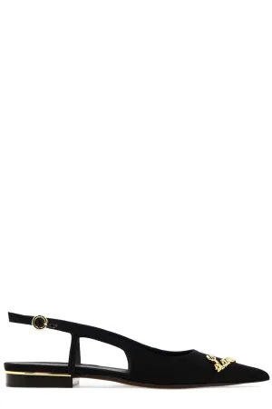 Lanvin Logo Plaque Slingback Flats