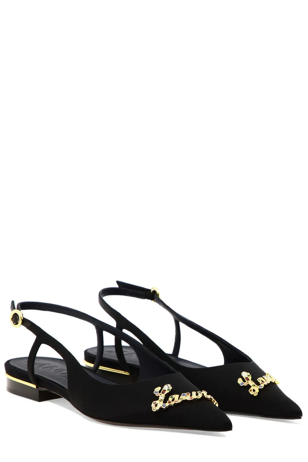 Lanvin Logo Plaque Slingback Flats