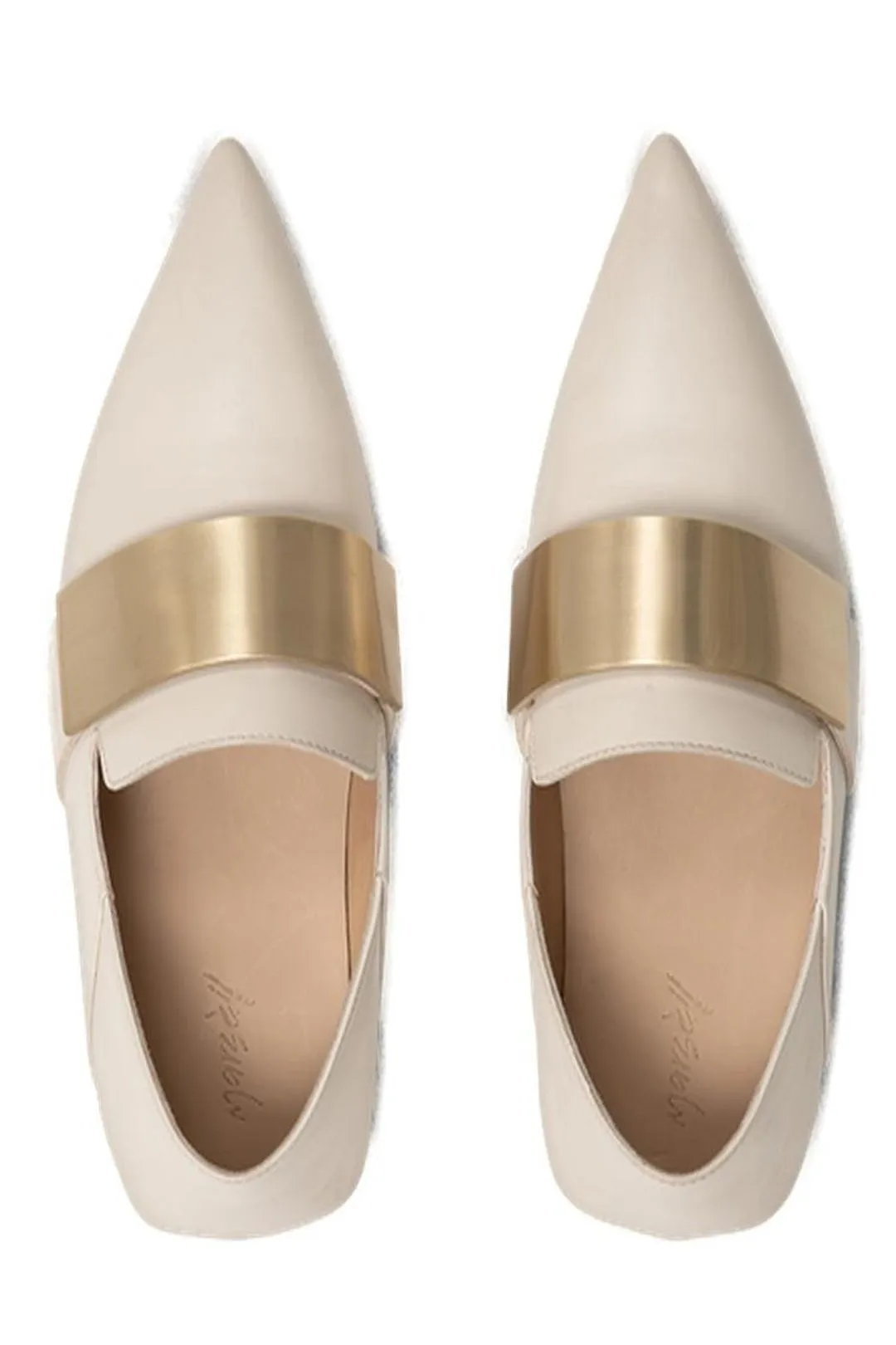 Marsll Metal Plaque Detailed Pointed Toe Flats