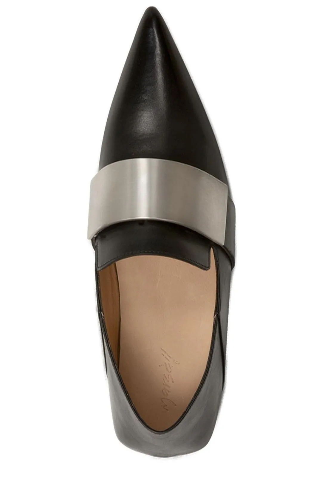 Marsll Metal Plaque Detailed Pointed Toe Flats