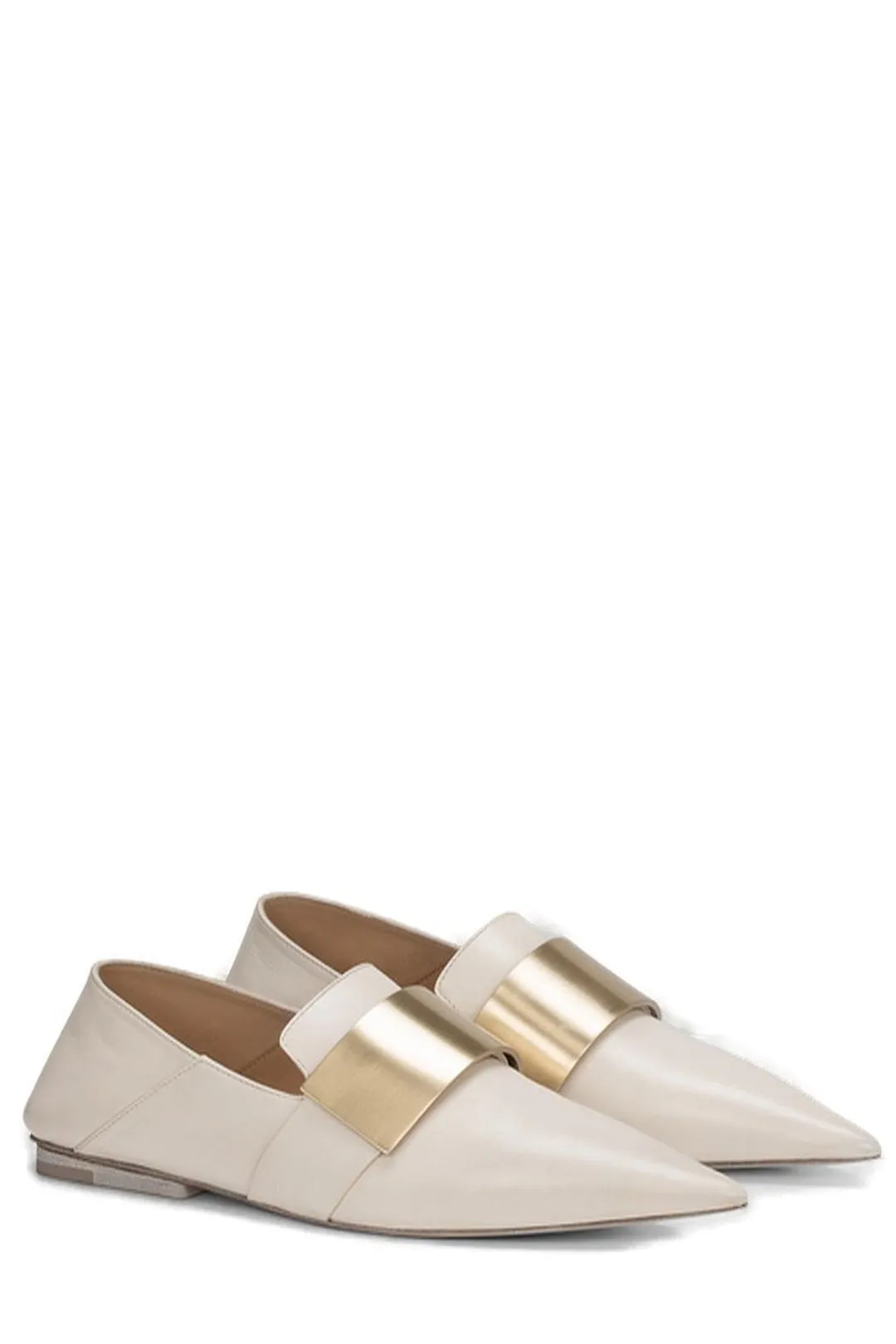 Marsll Metal Plaque Detailed Pointed Toe Flats