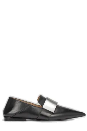 Marsll Metal Plaque Detailed Pointed Toe Flats