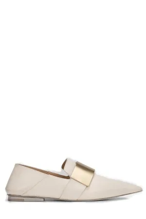 Marsll Metal Plaque Detailed Pointed Toe Flats