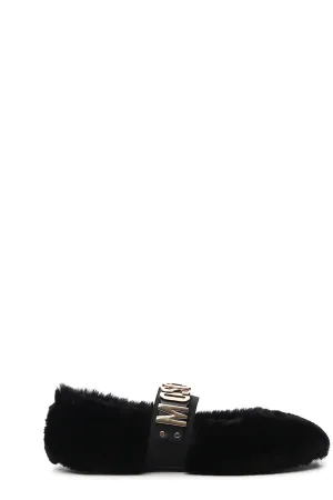 Moschino Logo Plaque Ballerina Flats