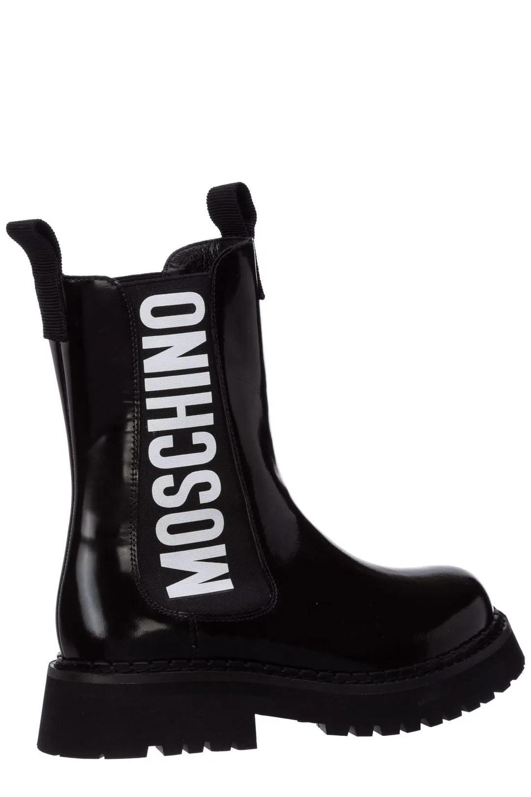 Moschino Logo Printed Combat Boots
