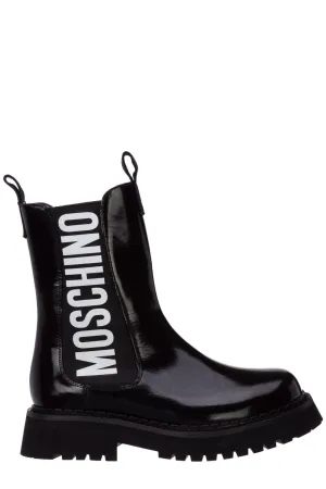 Moschino Logo Printed Combat Boots
