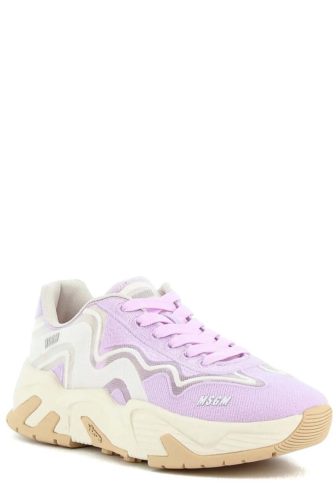 MSGM Round Toe Lace-Up Sneakers