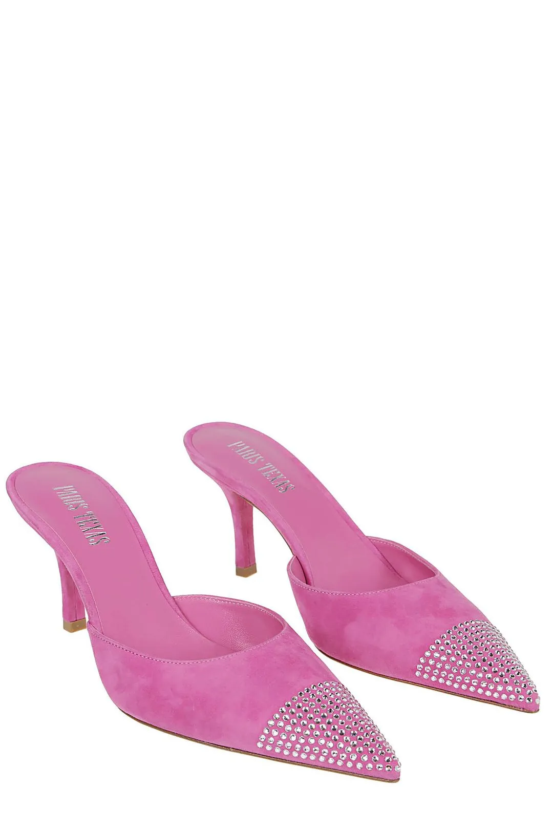 Paris Texas Embellished Pointed-Toe Heeled Mules