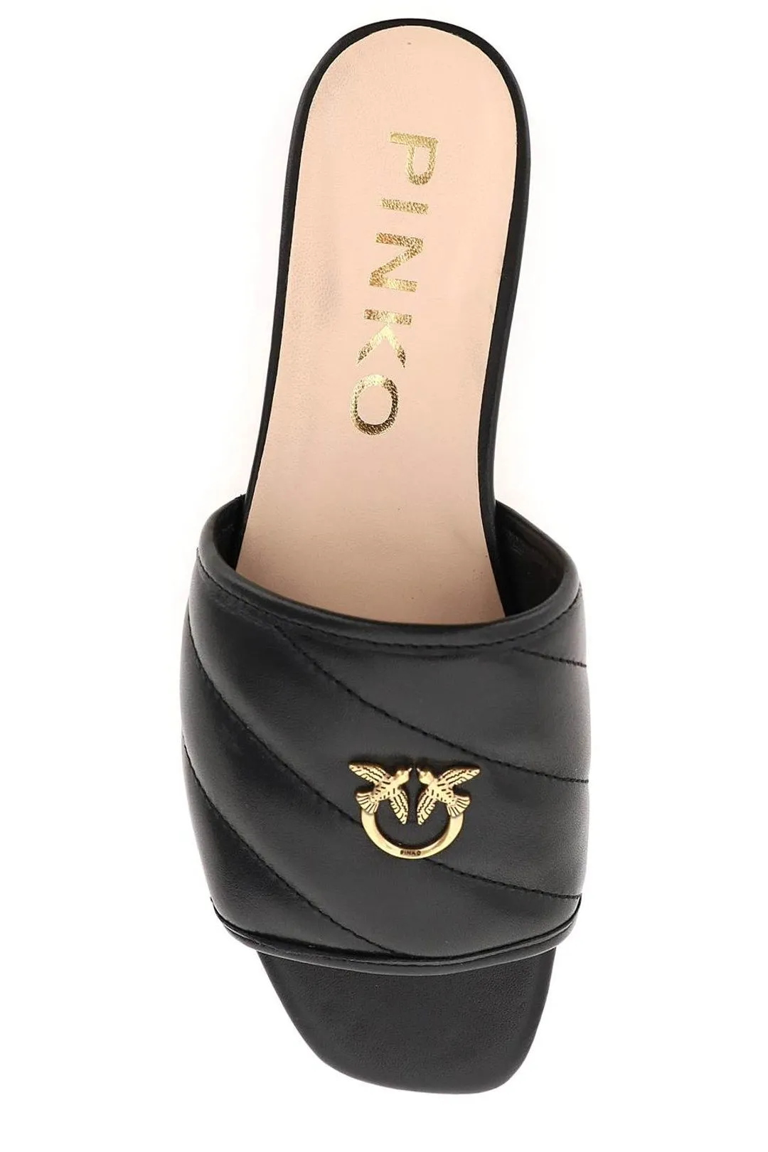Pinko Logo Plaque Quilted Sandals
