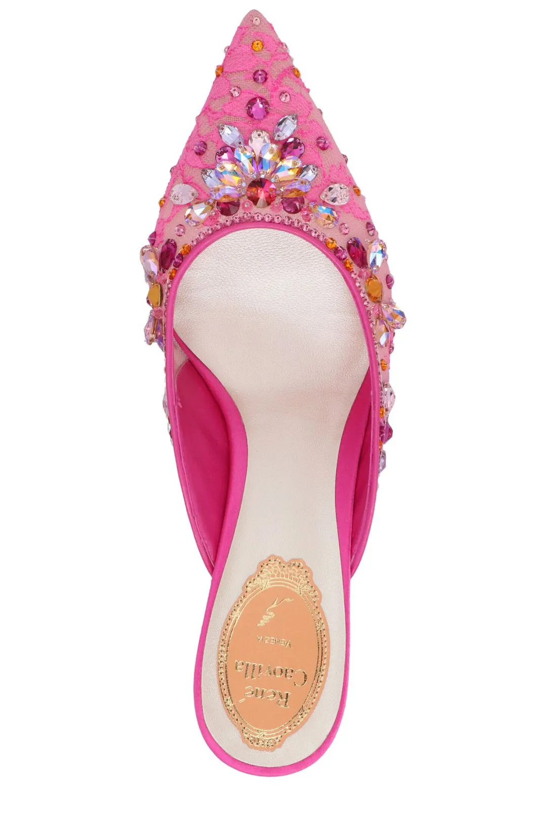 Ren Caovilla Cinderella Crystal-Embellished Mules