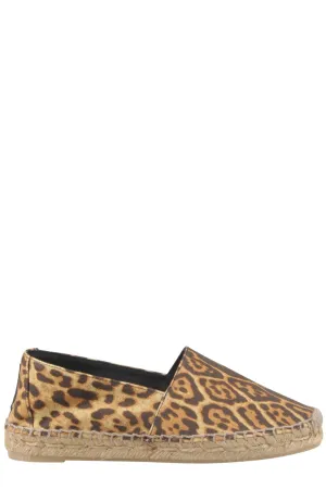 Saint Laurent Leopard Printed Embroidered Espadrilles