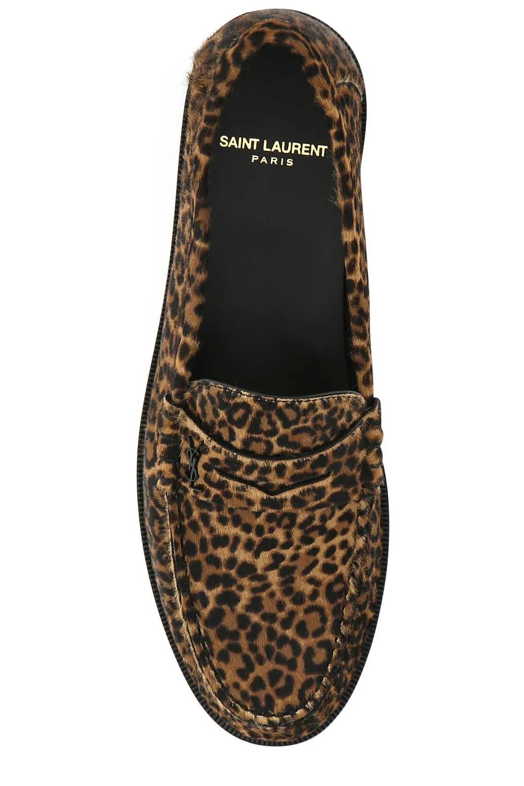 Saint Laurent Leopard Printed Round Toe Loafers