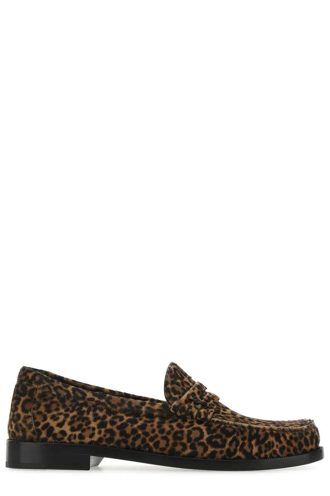 Saint Laurent Leopard Printed Round Toe Loafers