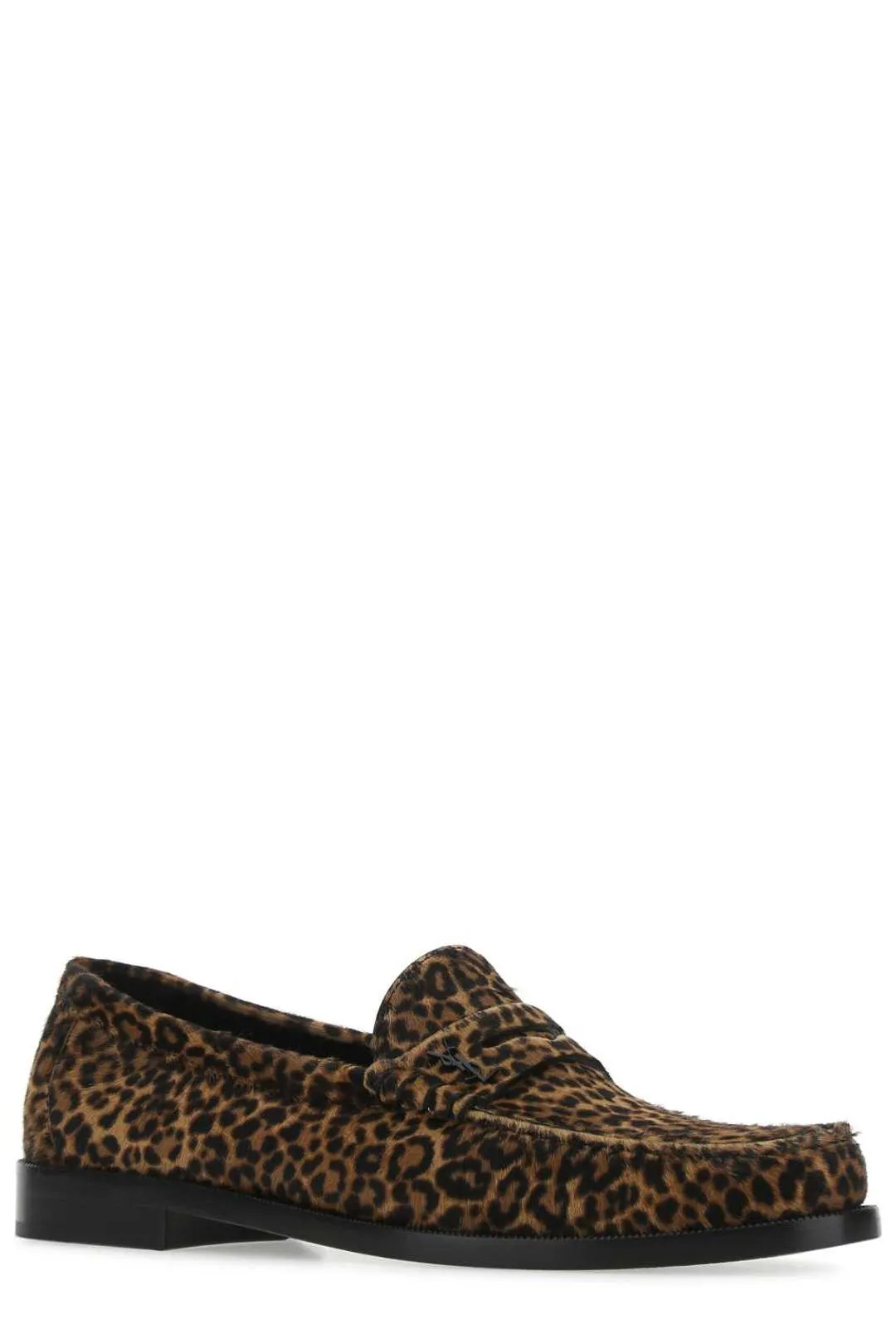 Saint Laurent Leopard Printed Round Toe Loafers