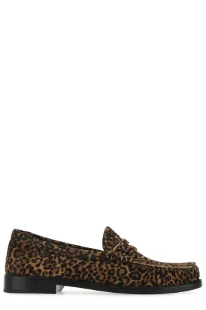 Saint Laurent Leopard Printed Round Toe Loafers
