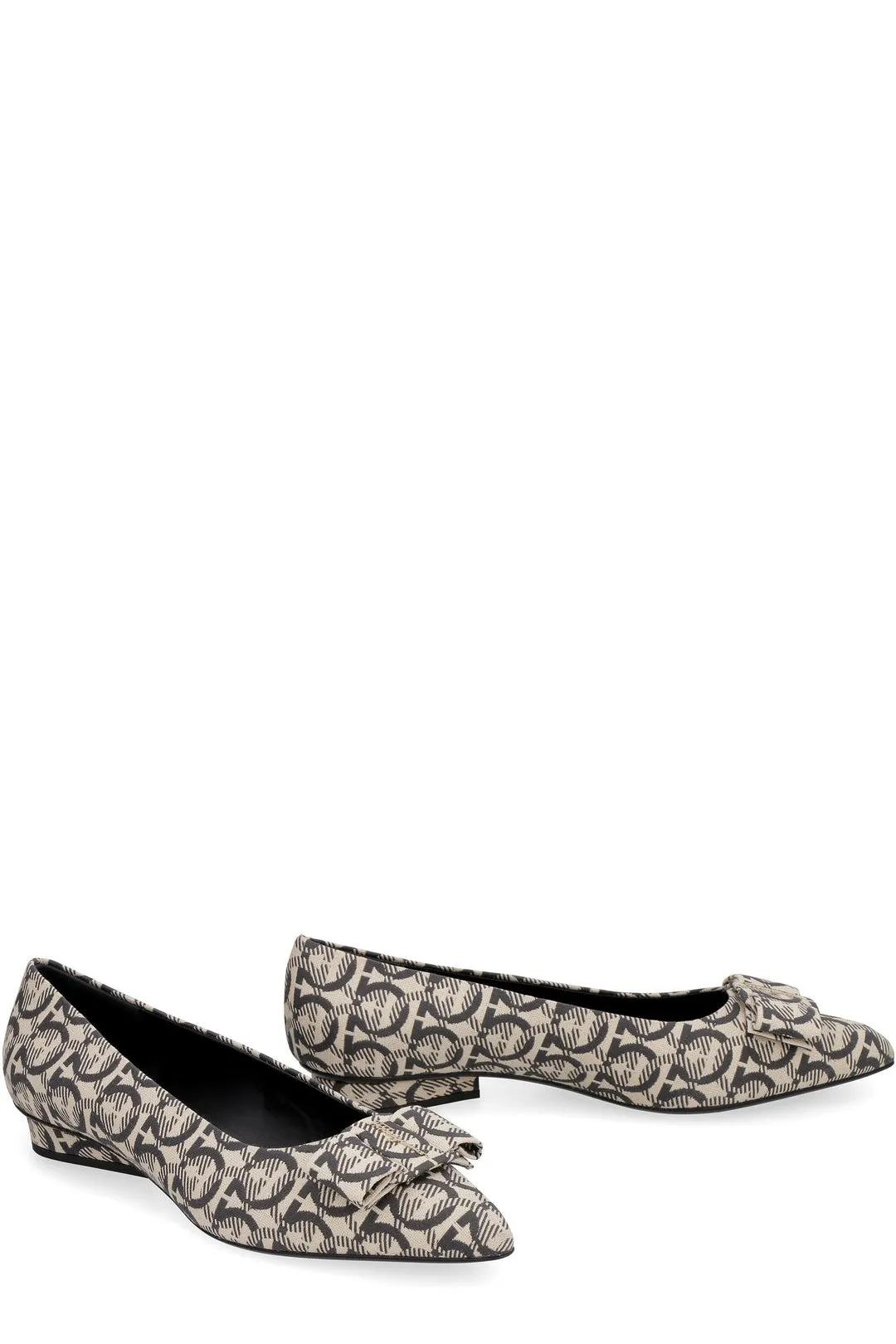 Salvatore Ferragamo Viva Gancini Motif Jacquard Ballerina Flats
