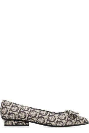 Salvatore Ferragamo Viva Gancini Motif Jacquard Ballerina Flats
