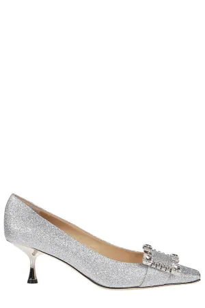 Sergio Rossi Embellished Square Toe Pumps