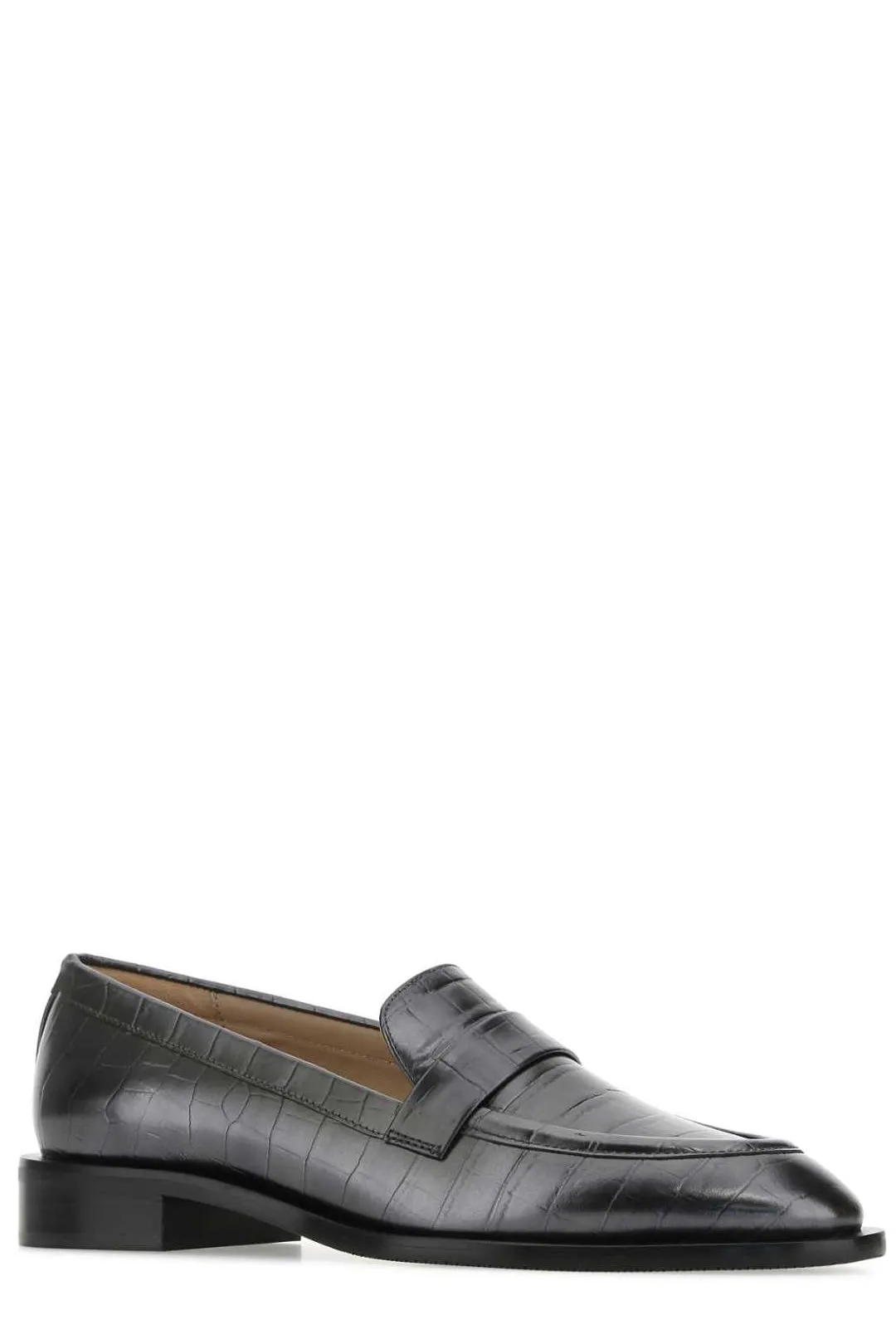 Stuart Weitzman Palmer Crocodile Effect Block Heel Loafers