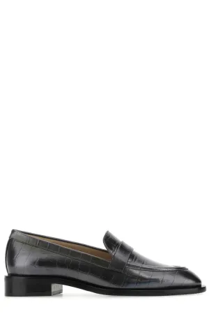 Stuart Weitzman Palmer Crocodile Effect Block Heel Loafers