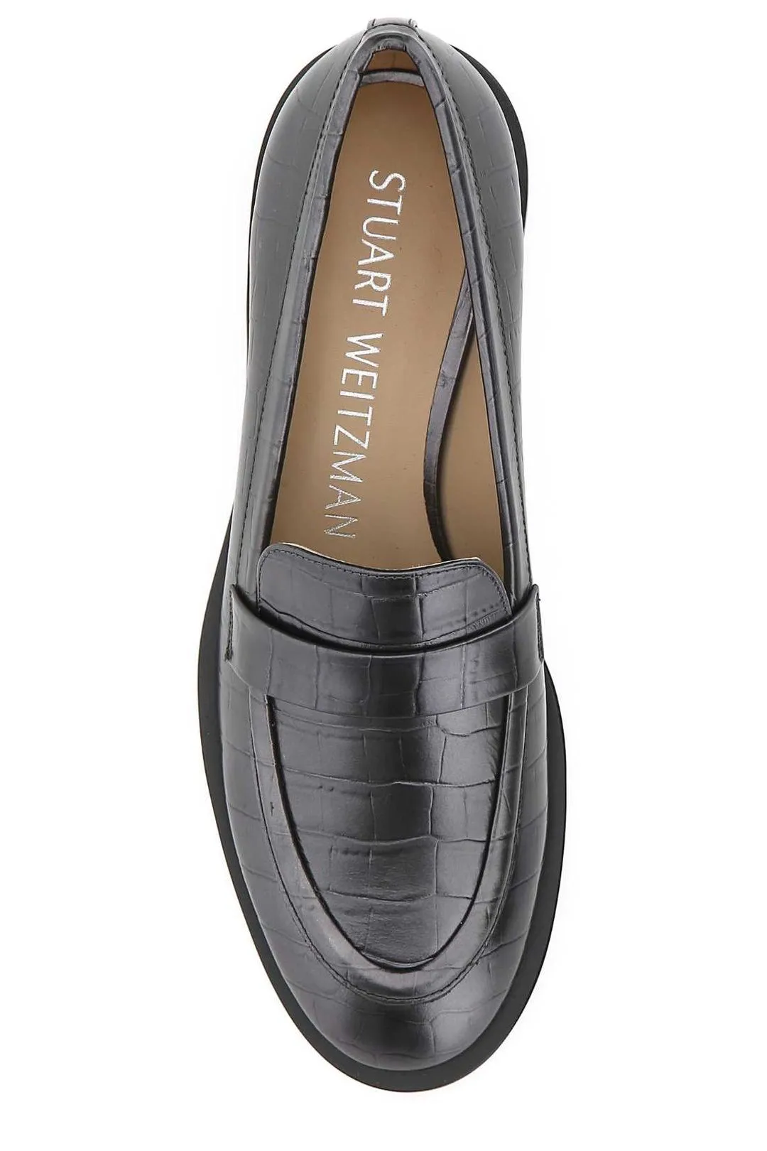 Stuart Weitzman Palmer Crocodile Effect Block Heel Loafers