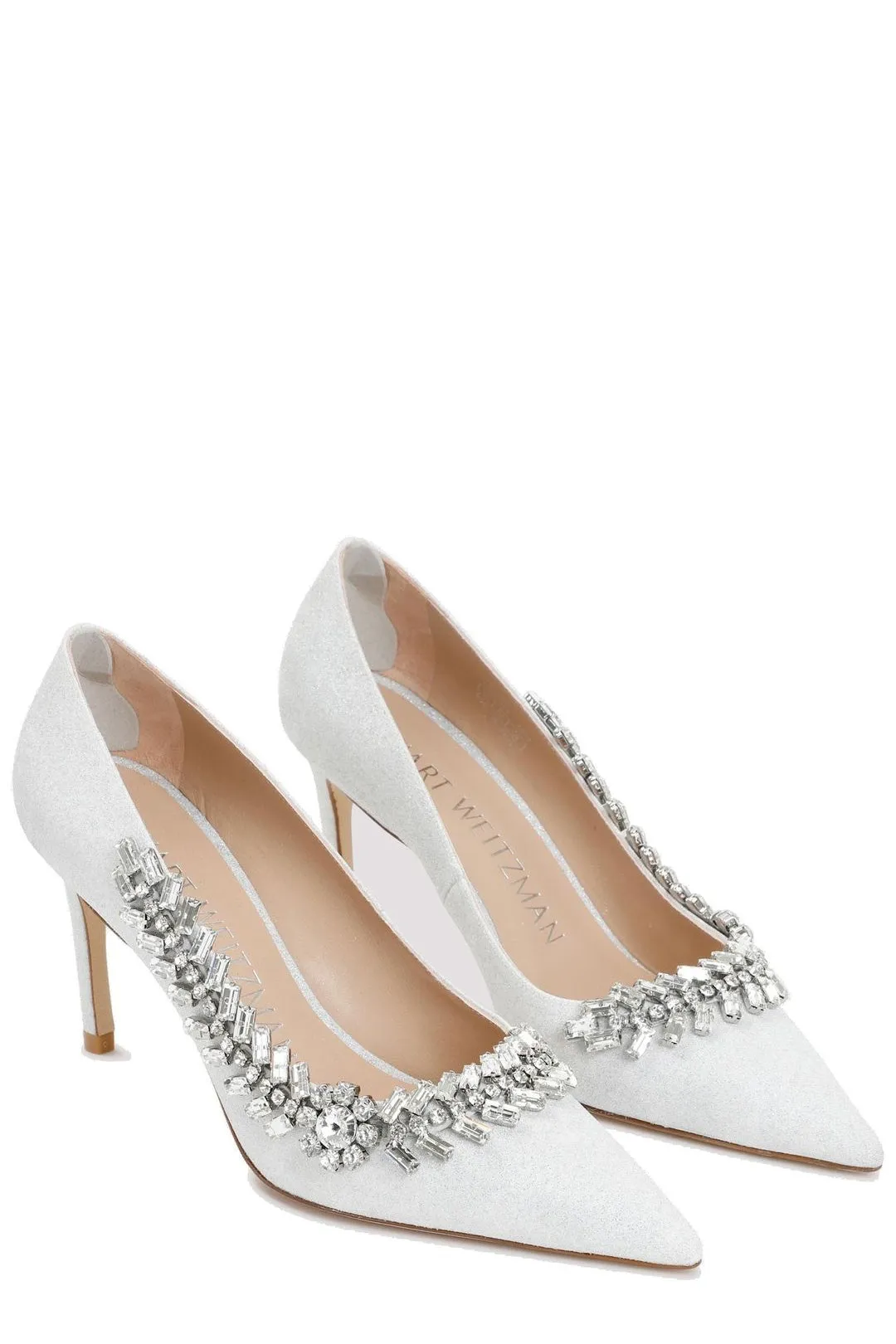Stuart Weitzman Pointed-Toe Glitter-Detailed Pumps