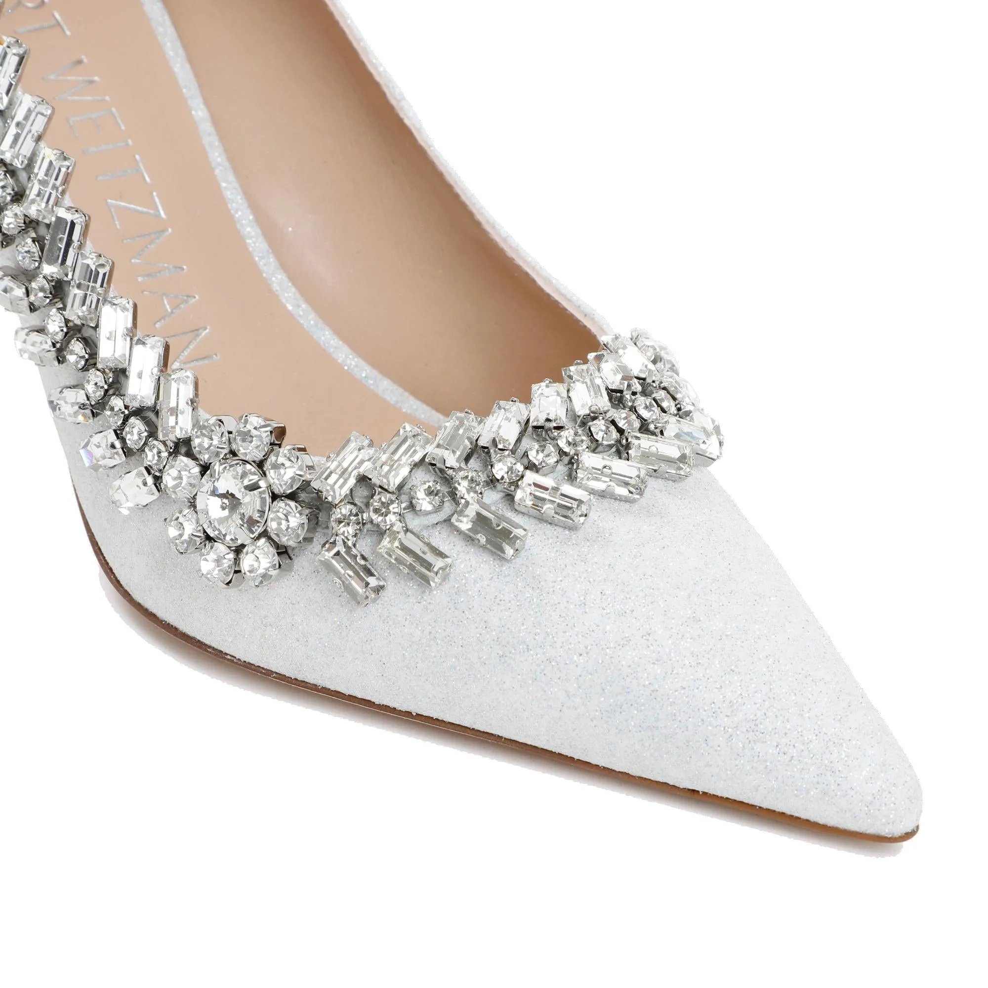 Stuart Weitzman Pointed-Toe Glitter-Detailed Pumps
