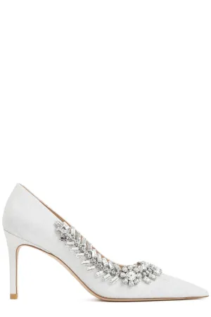 Stuart Weitzman Pointed-Toe Glitter-Detailed Pumps