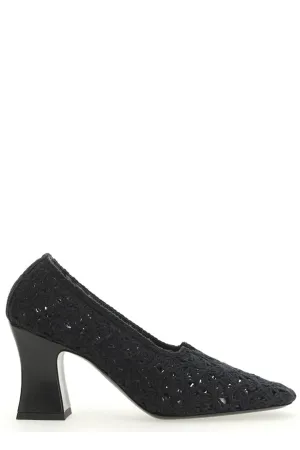 The Row Block Heel Elastic Pumps