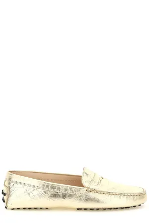 Tod's Gommino Metallic Round Toe Loafers