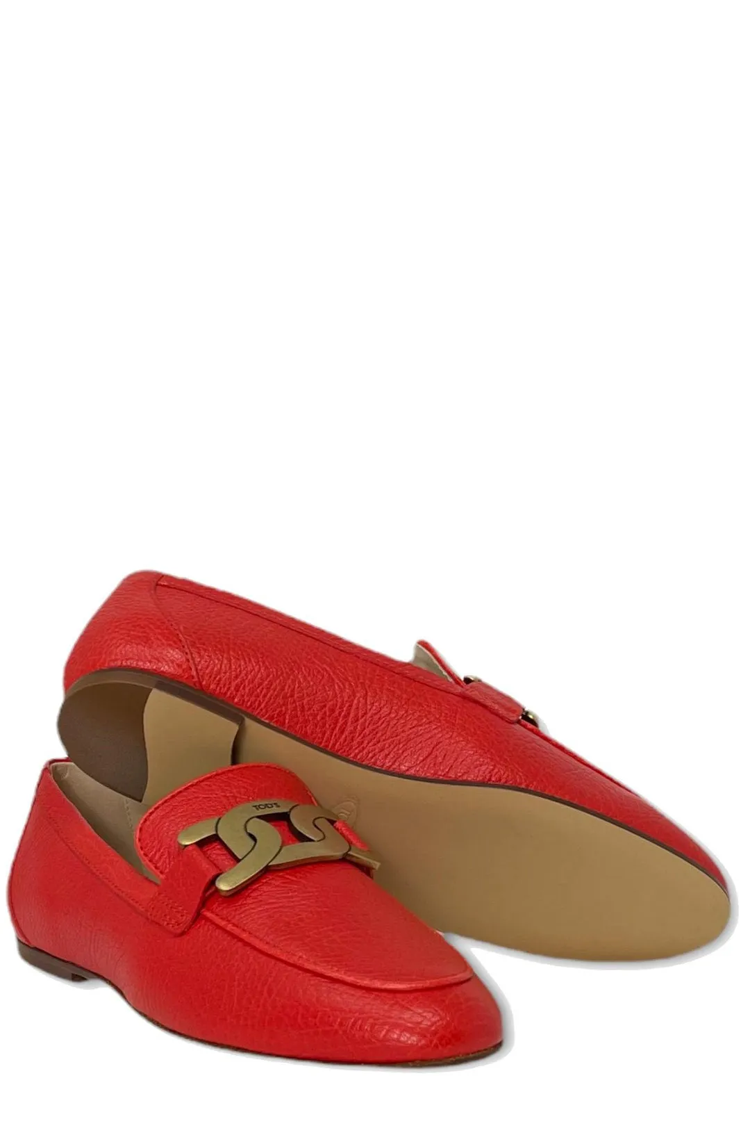 Tod's Kate Chain Link Almond Toe Loafers