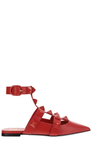 Valentino Garavani Roman Stud Ankle-Strapped Flats