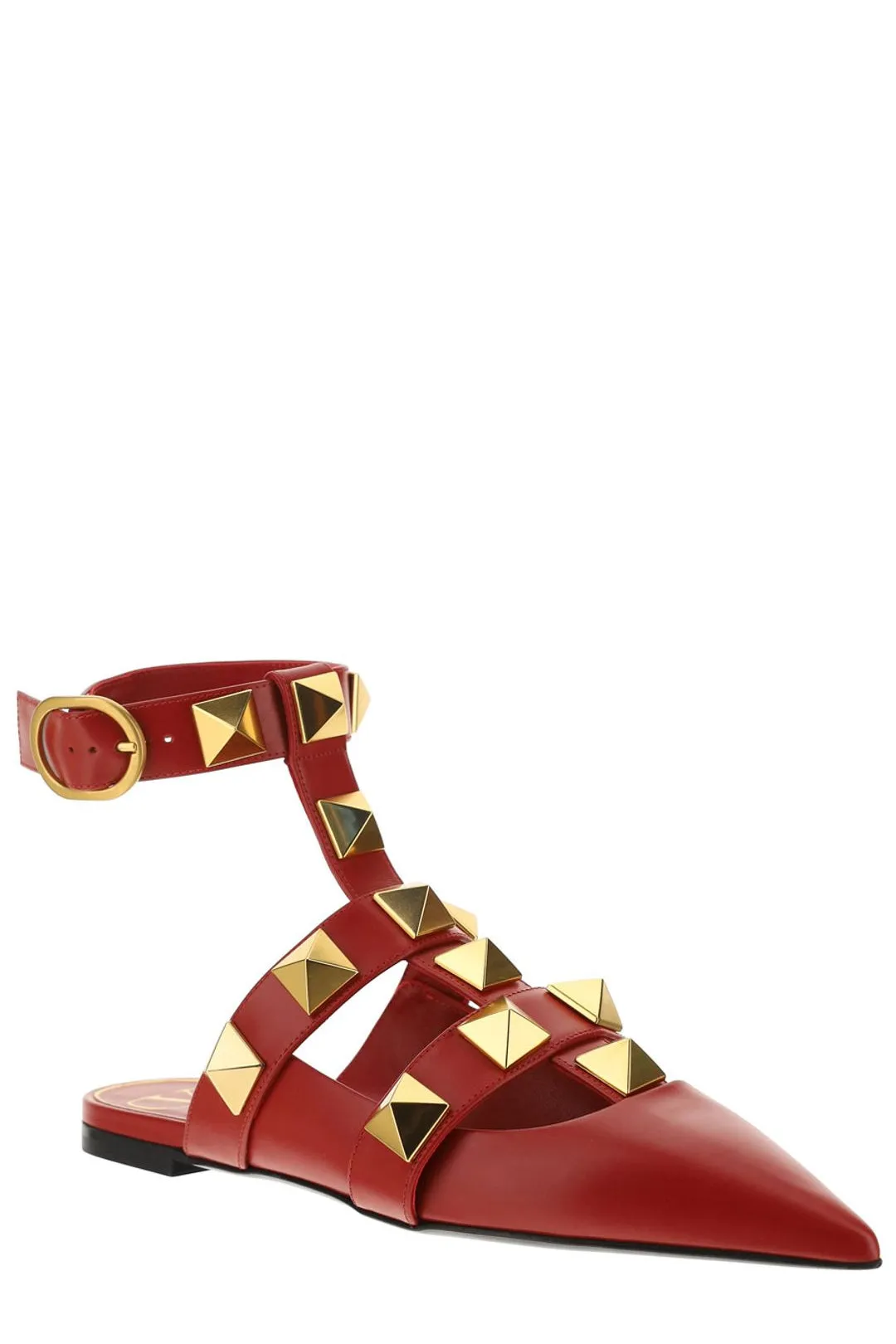 Valentino Garavani Roman Stud Ankle Strapped Flats