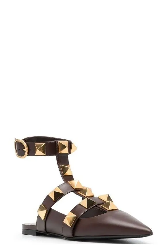 Valentino Garavani Roman Stud Ankle-Strapped Flats
